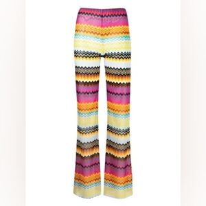 Missoni Zigzag Printed Tulle Voile Straight Pants High Waist Trousers Italy 38